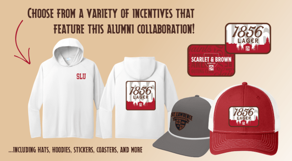 Choose from a variety of incentives that feature this alumni collaboration...including hats, hoodies, stickers, coasters and more!